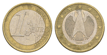 Германия 1 евро 2002 A KM 213 биметалл 4629-416