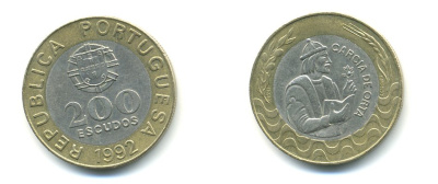 Португалия 200 эскудо 1992 Гарсия Де Орта (1501-1568) KM 655 биметалл 56-834
