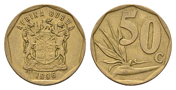 ЮАР 50 центов 1996 Зантедеския Эллиота (калла), герб KM 163 сталь плакированная бронзой 4687-722