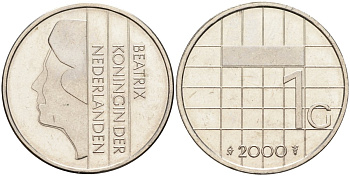 Нидерланды 1 гульден 2000 Беатрикс (1980-2013) KM 205 никель 4171-145