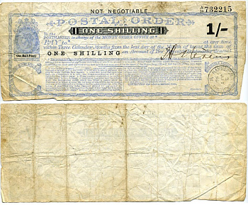 АНГЛИЯ ПОЧТОВОЕ ТРЕБОВАНИЕ НА 1 ШИЛЛИНГ 1895 бумага 2192-90-1