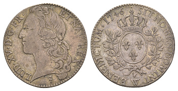 Франция 1/2 экю 1746 W, Лиль, Людовик XV Gadoury 314 серебро   00-814-01 