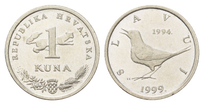 Хорватия 1 куна 1999 5 лет национальной валюте KM 9.2 медь цинк никель 3459-932