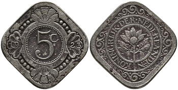 НИДЕРЛАНДЫ 5 ЦЕНТОВ 1923 KM 153 медно-никель 4387-644