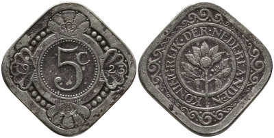 НИДЕРЛАНДЫ 5 ЦЕНТОВ 1923 KM 153 медно-никель 4387-644