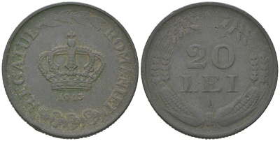 Румыния 20 леев 1943 Михай I (1940-1947) KM 62 цинк 94-1057