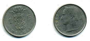 БЕЛЬГИЯ 1 ФРАНК 1978 BELGIE KM 143.1 медно-никель 25-1347