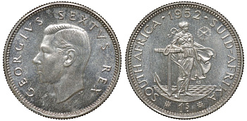 Южная Африка 1 шиллинг 1952 Георг VI KM 37.2 серебро PROOF 1528-712