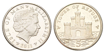 Остров Мэн 5 пенсов 2011 KM 1255 медно-никель UNC 4625-418