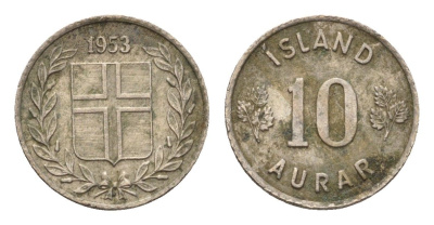 Исландия 10 эйре 1953 KM 10 медно-никель 4690-653