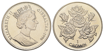Гибралтар 1 крона 1996 Розы KM 373 медно-никель BU 11-173-23
