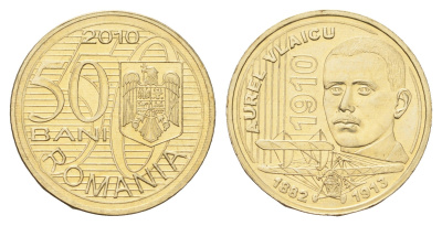 Румыния 50 бань (бани) 2010 100 лет первому полету Аурела Влайка KM 259 никель латунь UNC 4662-311