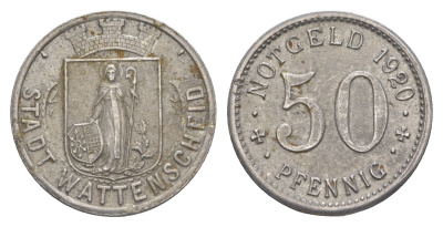 Ваттеншайд 50 пфеннигов 1920 Funck 579.6, Men18 32900.6 железо 4636-1065