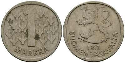 Финляндия 1 марка 1982 KM 49a медно-никель 4135-1116