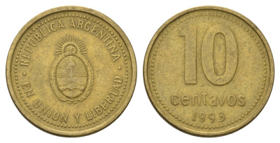 Аргентина 10 сентаво 1993 KM 107 алюминиевая бронза 4532-1026