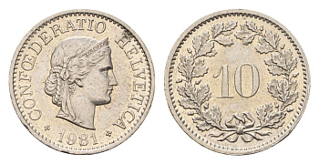 Швейцария 10 раппенов 1981 KM 27 медно-никель 4685-262