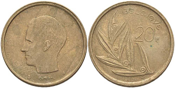 Бельгия 20 франков 1980 Belgique, Бодуэн I (1951-1993) KM 159 никель бронза 115-741