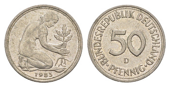 ФРГ 50 пфеннигов 1983 D KM 109.2, J. 384a медно-никель 4632-644