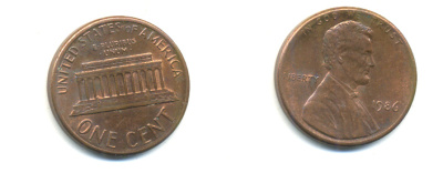 США 1 ЦЕНТ 1986 ЛИНКОЛЬН KM 201b цинк плакированный медью 179-415