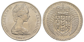 Новая Зеландия 1 доллар 1967 KM 38 медно-никель BU 91-312