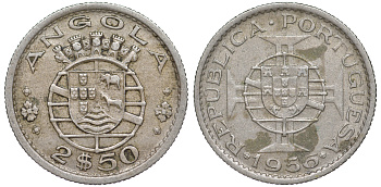 Португальская Ангола 2 1/2 эсукдо 1956 KM 77 медно-никель 4588-842