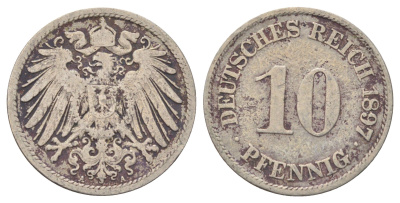Германия 10 пфеннигов 1897 A KM 12, J. 13 медно-никель 4701-1066