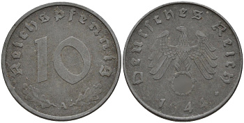 Германия 10 рейхспфеннигов 1944 A KM 101, J.371 цинк 4151-269