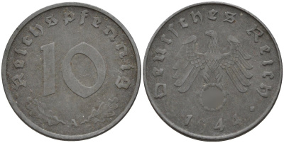 Германия 10 рейхспфеннигов 1944 A KM 101, J.371 цинк 4151-269
