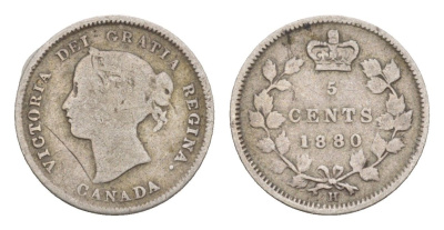 Канада 5 центов 1880 H, Виктория (1837-1901) KM 2 серебро    4658-1117