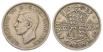 Великобритания 1/2 кроны 1951 Георг VI (1936-1952) KM 879, Spink 4106 медно-никель 4692-735