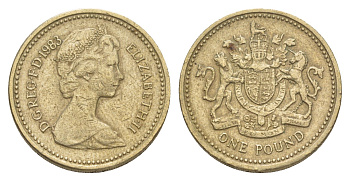 Великобритания 1 фунт 1983 Елизавета II (1952-2022) KM 933, Spink 4221 никель латунь 4638-737