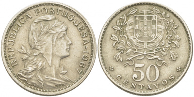 Португалия 50 сентаво 1967 KM 577 медно-никель 77-823