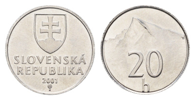 Словакия 20 геллеров 2001 KM 18 алюминий UNC 4685-645