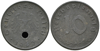 Германия 10 рейхспфеннигов 1943 A KM 101, J. 371 цинк   4589-1257