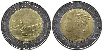 ИТАЛИЯ 500 ЛИР 1987 R KM 111 биметалл 83-1922