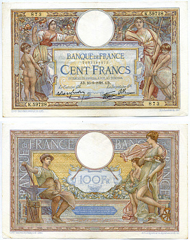 ФРАНЦИЯ 100 ФРАНКОВ 1938 16 ИЮНЯ 1938 Pick 86b бумага 8606-18-1-1