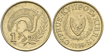 Кипр 1 цент 1996 KM 53.3 никель латунь 4174-1166