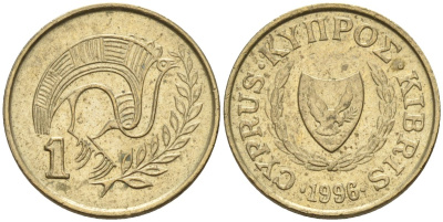 Кипр 1 цент 1996 KM 53.3 никель латунь 4174-1166