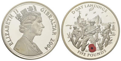 Гибралтар 5 фунтов 2004 Мост Пегас KM 1171 серебро PROOF 11-078-21