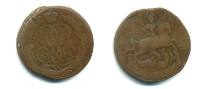 РОССИЯ 1 КОПЕЙКА 1760 медь 61-846