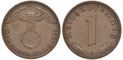 Германия 1 рейхспфенниг 1938 A - Берлин KM 89 бронза 4173-641