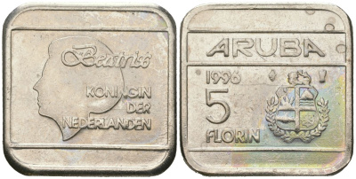 Аруба 5 флоринов 1996 Беатрикс (1980-2013) KM 12 сталь плакированная никелем 4619-426