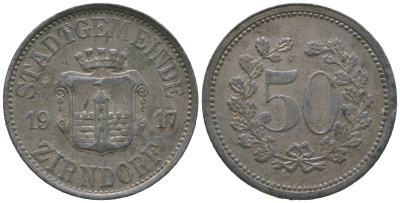 Цирндорф (Бавария) 50 пфенингов 1917 Funck 626.3, Men18 35138.3 цинк 4597-354