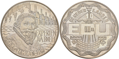 НИДЕРЛАНДЫ 10 ЭКЮ 1993 ЭКСПЕДИЦИЯ ЛИХТВАТЕР медно-никель UNC 4552-831