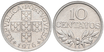 ПОРТУГАЛИЯ 10 СЕНТАВО 1976 KM 594 алюминий UNC 4588-331
