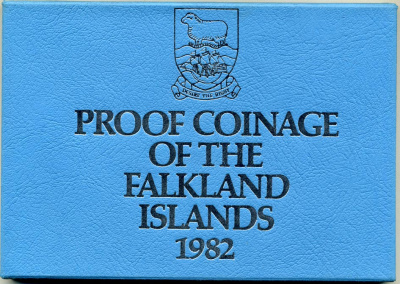 Фолклендские острова набор из 8 монет  1982 в оригинальной пластиковой упаковке, с сертификатом, тираж 5000 экземпляров KM PS 5   PROOF  00-00-00