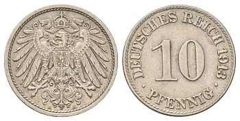 Германия 10 пфеннигов 1913 A KM 12, J. 13 медно-никель 4701-1134