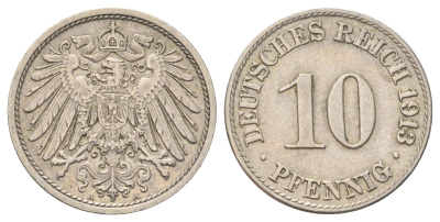 Германия 10 пфеннигов 1913 A KM 12, J. 13 медно-никель 4701-1134