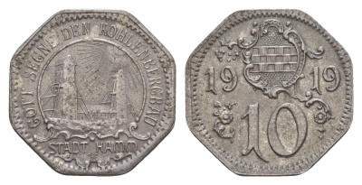 Хамм 10 пфеннигов 1919 Funck 191.13, Men05 10723.17, Men18 13447.17 железо 4659-353