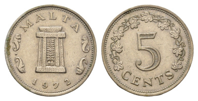Мальта 5 центов 1972 KM 10 медно-никель 4546-254